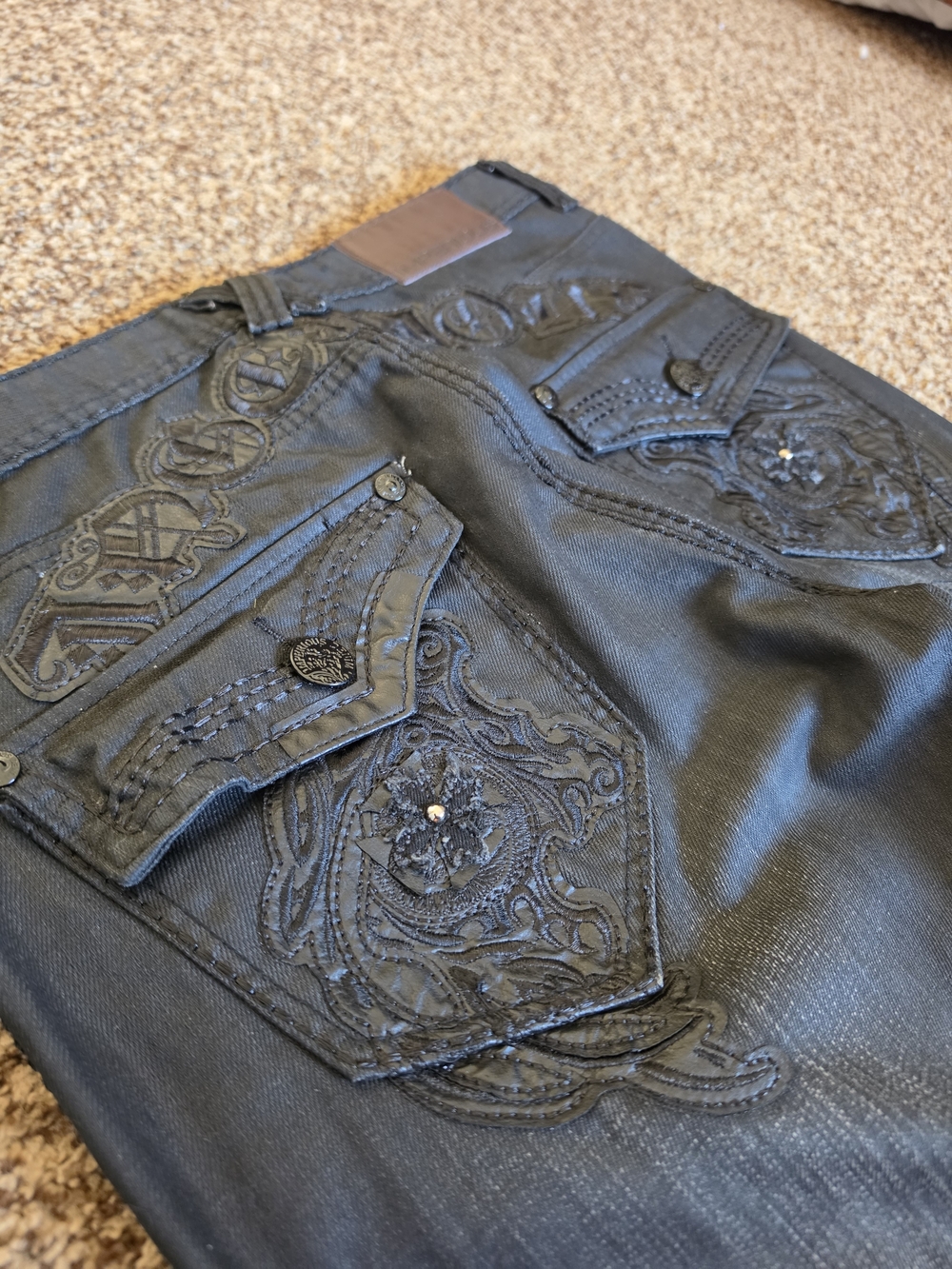 Imperious Delf Trading Black Jeans Men’s Y2K Streetwear 32x32 Embroidered